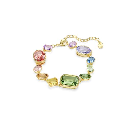 Bracelet, Mixed cuts, Multicolored, Gold-tone plated
