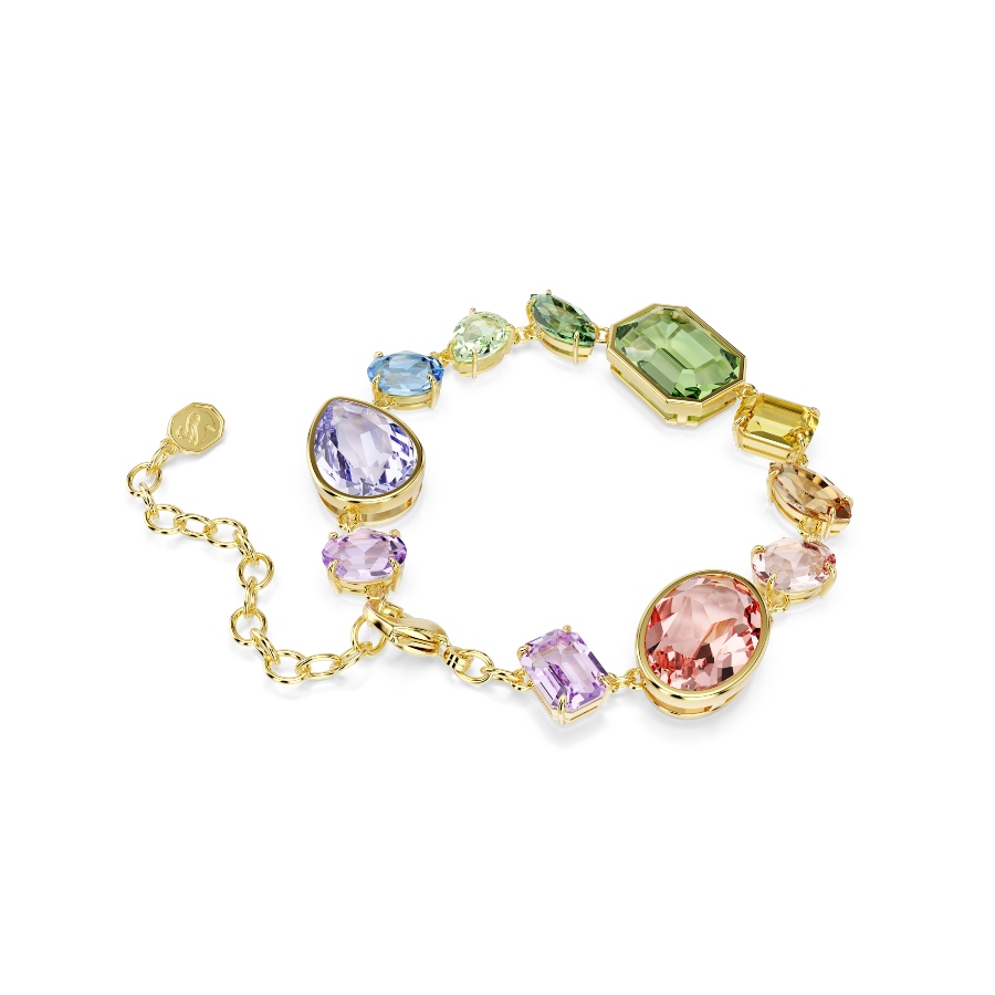 Bracelet, Mixed cuts, Multicolored, Gold-tone plated Gema Swarovski 5