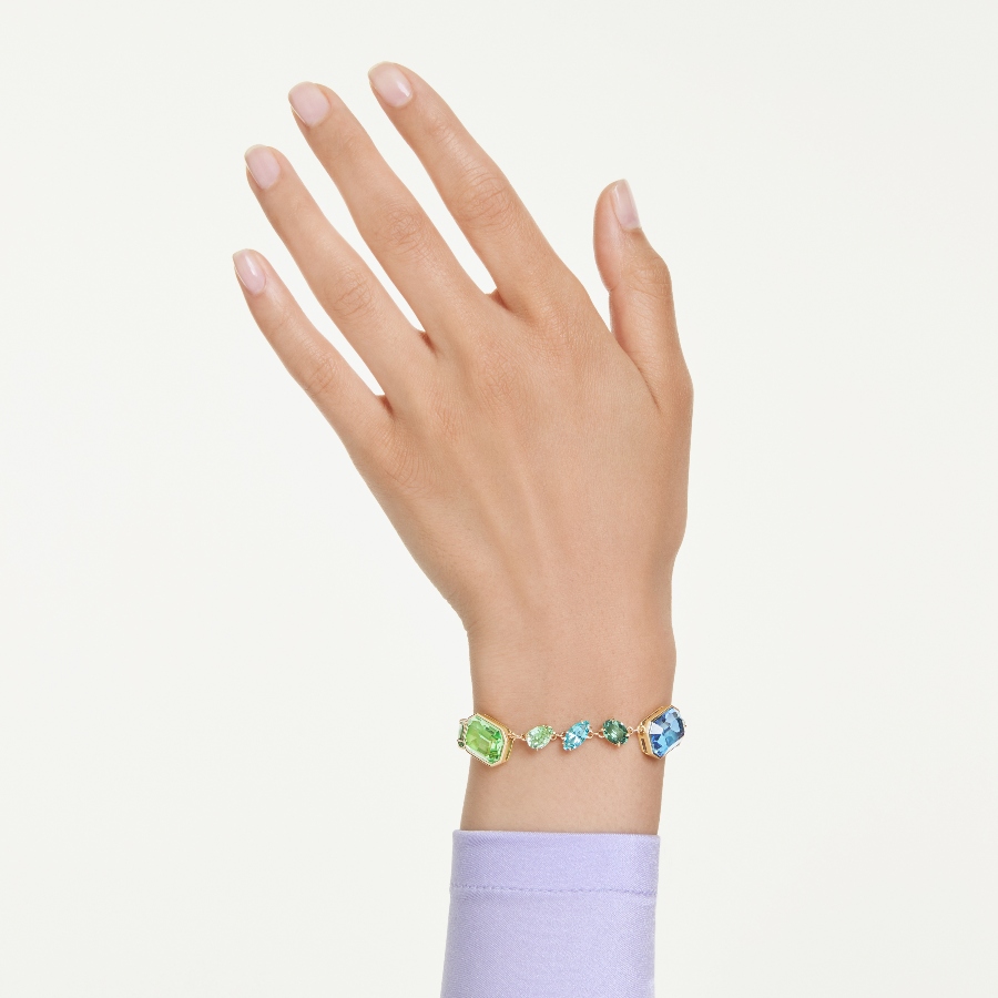 Bracelet, Mixed cuts, Multicolored, Gold-tone plated Gema Swarovski 6