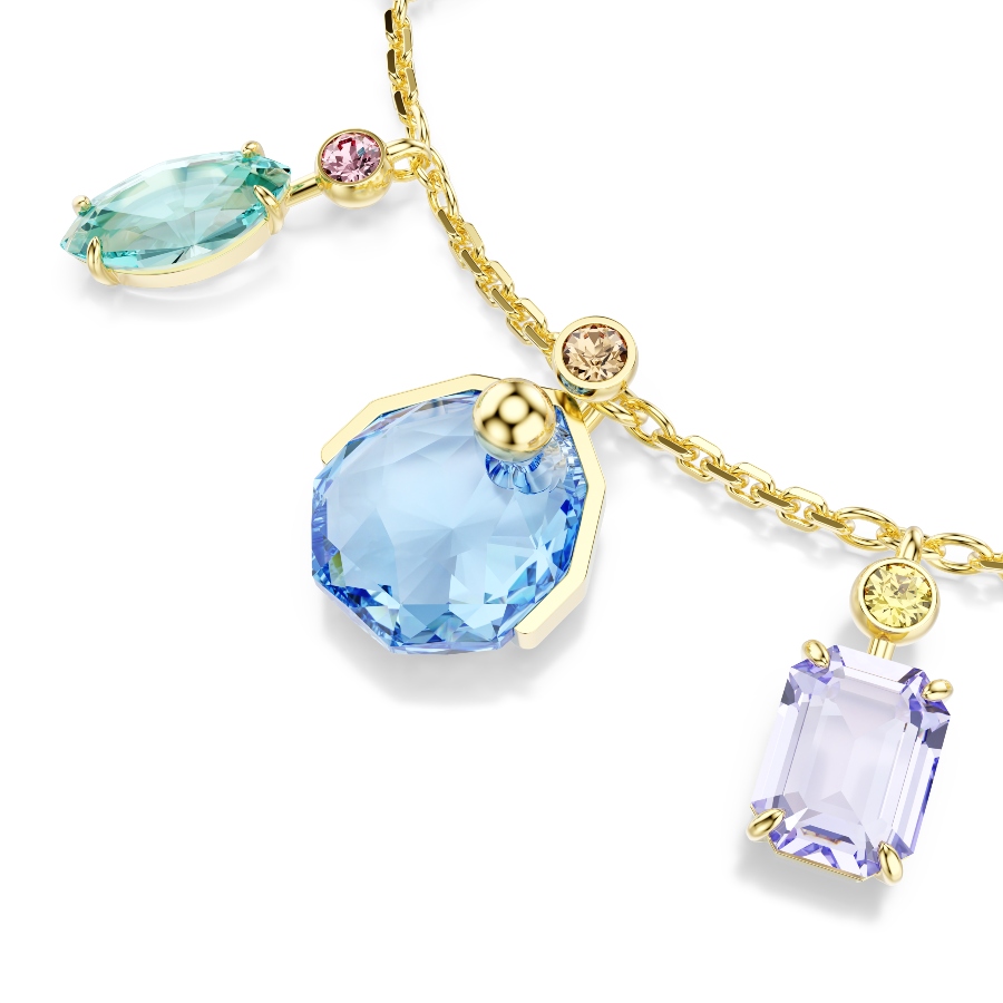 Bracelet, Mixed cuts, Dangling crystals, Multicolored, Gold-tone plated Gema Swarovski 4