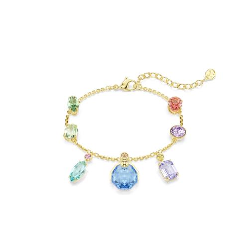 Браслет, Разные огранки, разноцветный, Покрытие оттенка золота Gema Swarovski