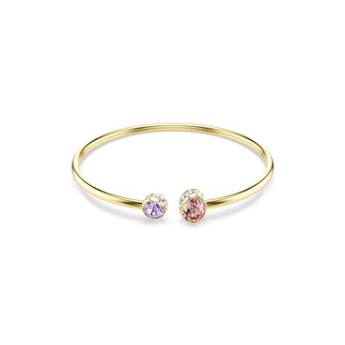 Bangle, Mixed cuts, Multicolored, Gold-tone plated
