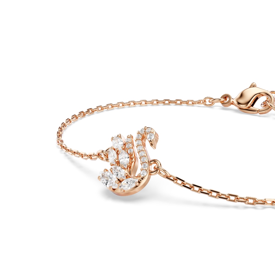 Bracelet, Mixed cuts, Swan, White, Rose gold-tone plated Swan Swarovski 4