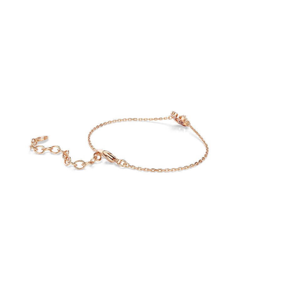 Bracelet, Mixed cuts, Swan, White, Rose gold-tone plated Swan Swarovski 5