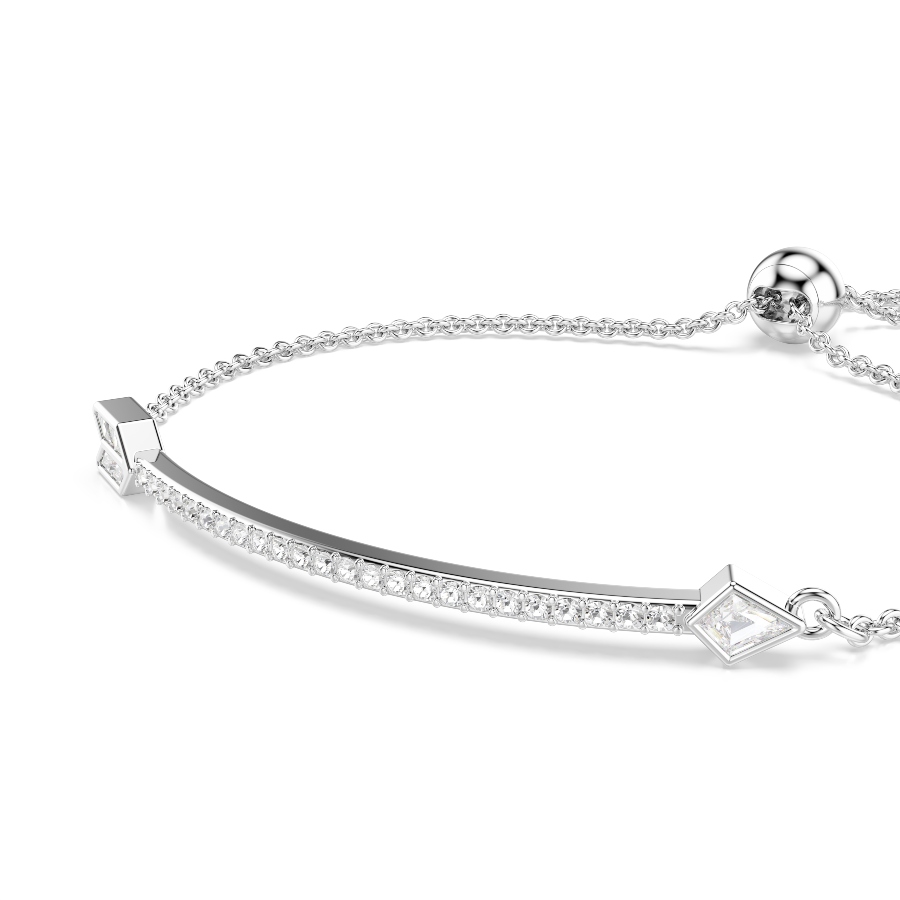 Bracelet, Mixed cuts, Arrow, White, Rhodium plated Idyllia Swarovski 4