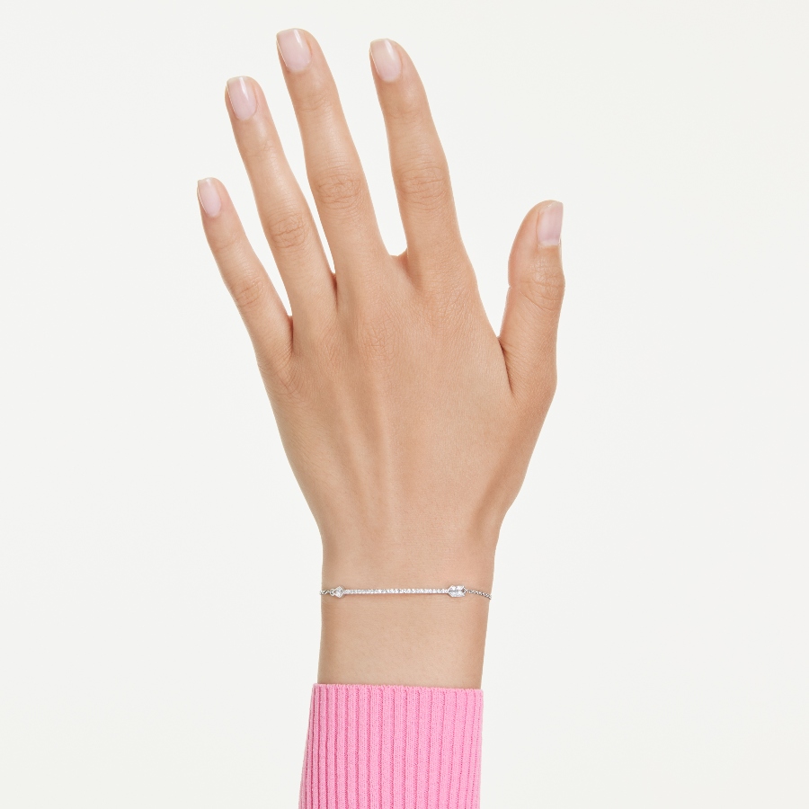 Bracelet, Mixed cuts, Arrow, White, Rhodium plated Idyllia Swarovski 6