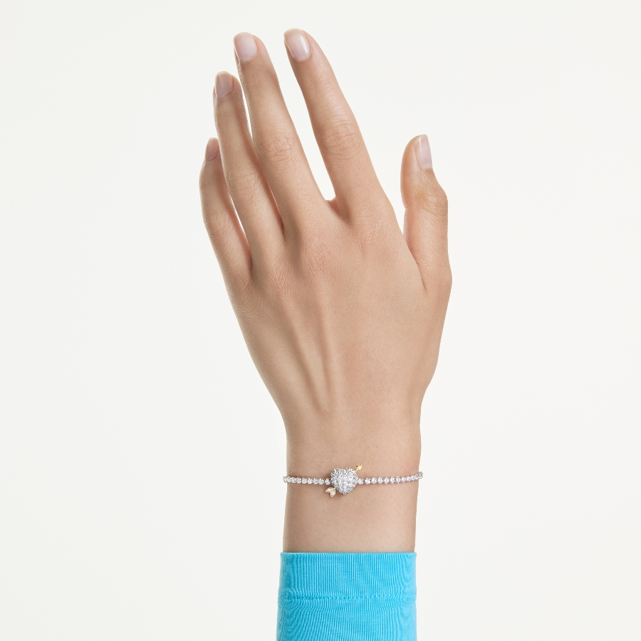 Bracelet, Mixed cuts, Heart with arrow, White, Rhodium plated Idyllia Swarovski 6