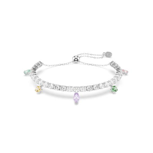 Bracelet, Mixed cuts, Multicolored, Rhodium plated