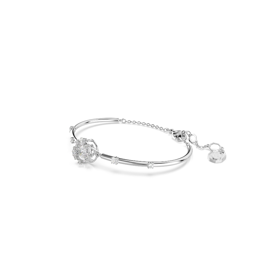 Bangle, Round cut, Dancing stone, White, Rhodium plated Constella Swarovski 2