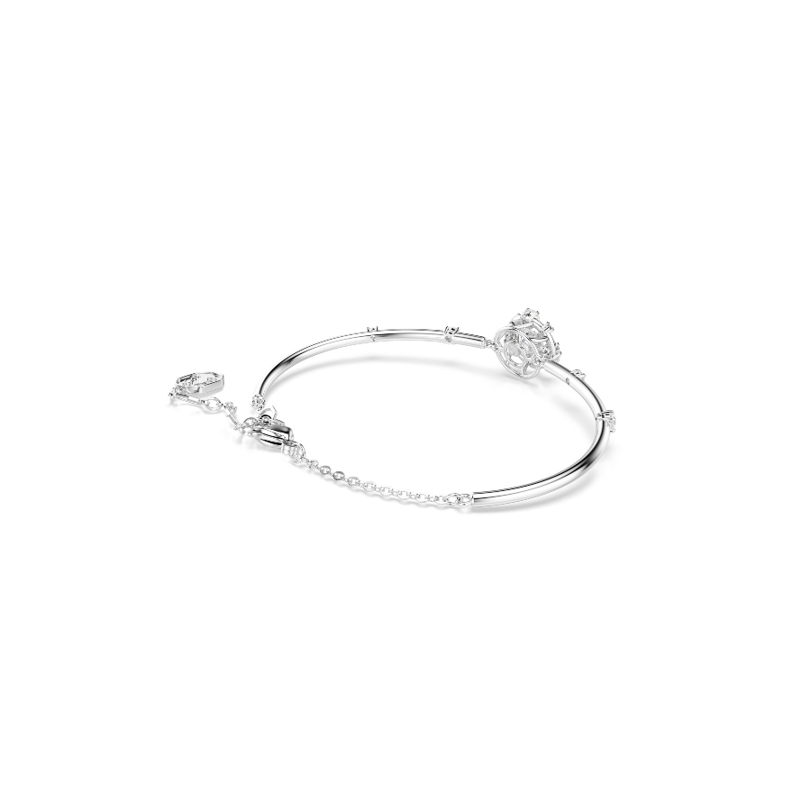 Bangle, Round cut, Dancing stone, White, Rhodium plated Constella Swarovski 5