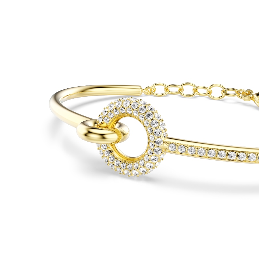 Bangle, Round cut, White, Gold-tone plated Dextera Swarovski 4