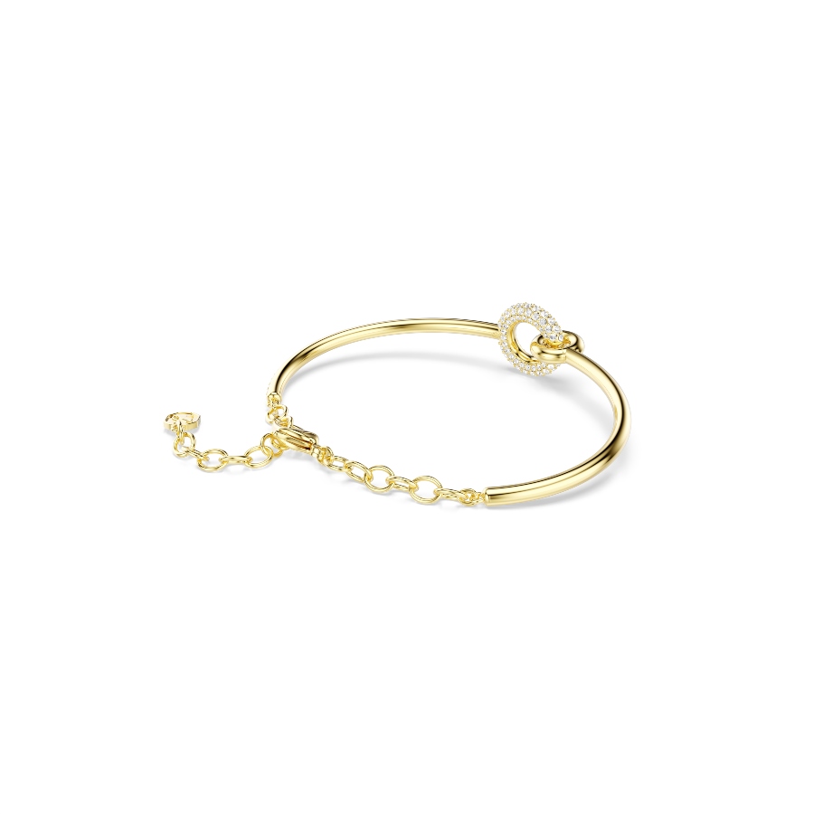 Bangle, Round cut, White, Gold-tone plated Dextera Swarovski 5
