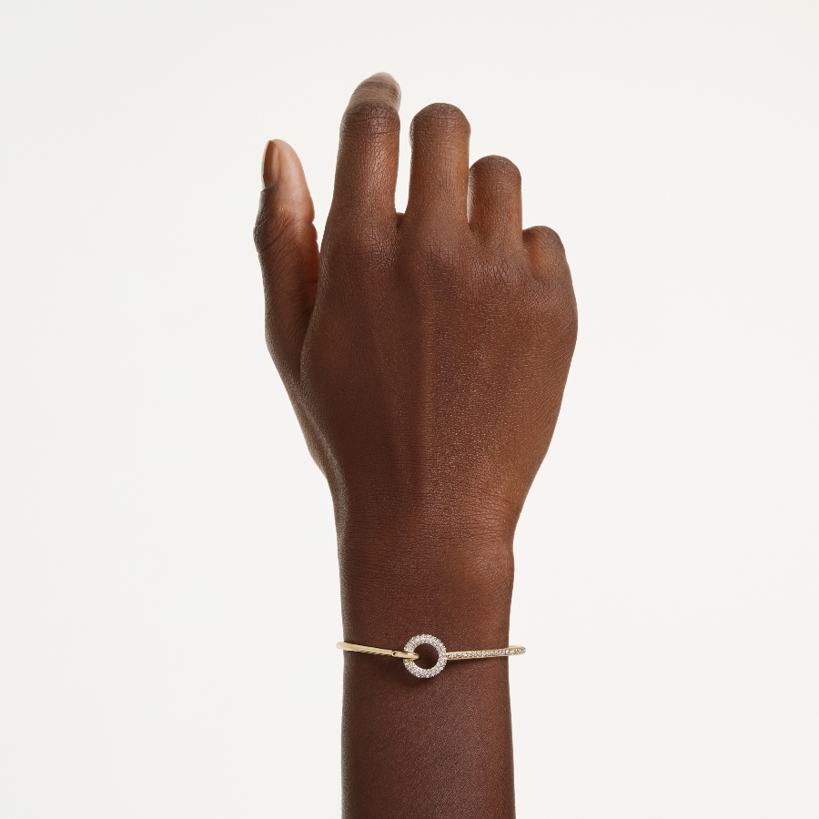 Bangle, Round cut, White, Gold-tone plated Dextera Swarovski 6