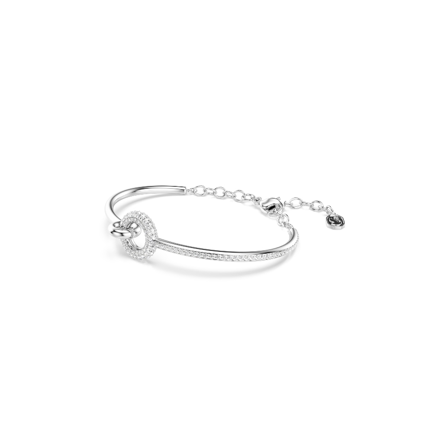 Bangle, Round cut, White, Rhodium plated Dextera Swarovski 2