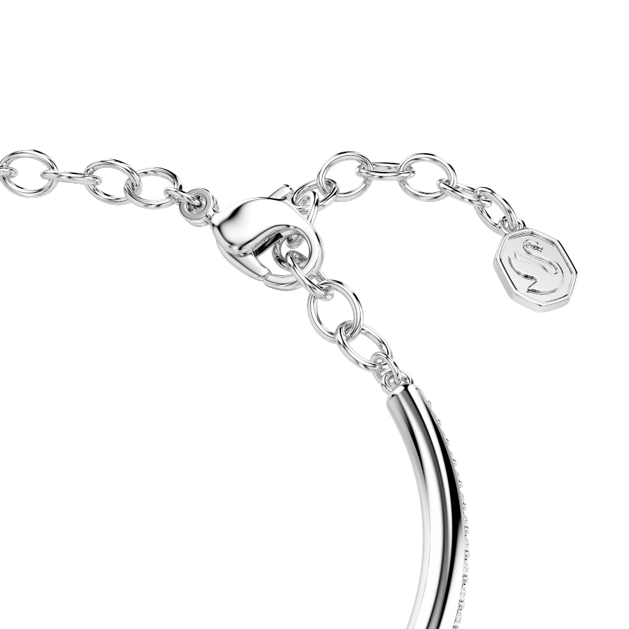 Bangle, Round cut, White, Rhodium plated Dextera Swarovski 3