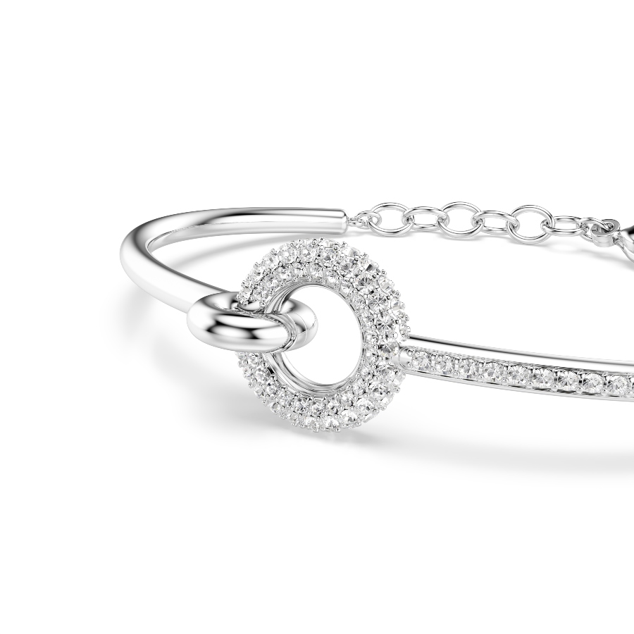 Bangle, Round cut, White, Rhodium plated Dextera Swarovski 4