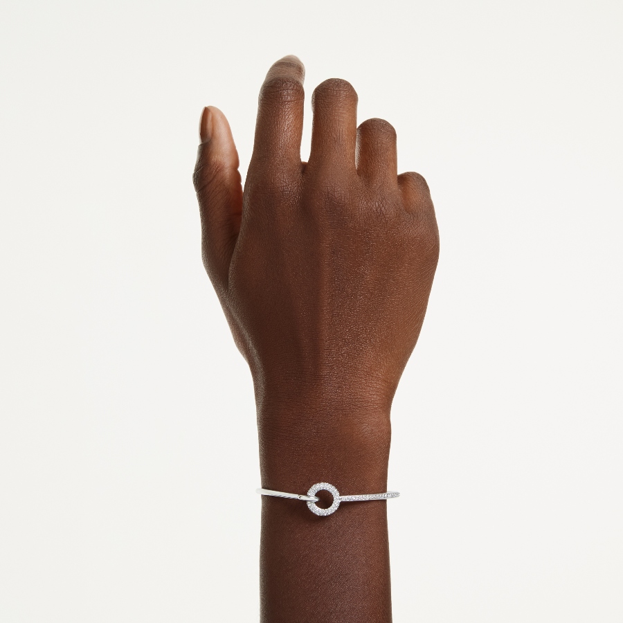 Bangle, Round cut, White, Rhodium plated Dextera Swarovski 6