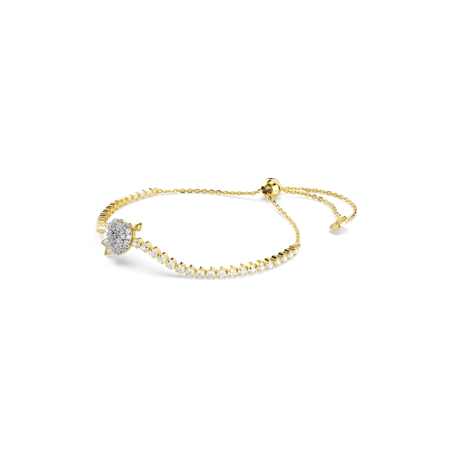 Bracelet, Mixed cuts, Heart with arrow, White, Gold-tone plated Idyllia Swarovski 2