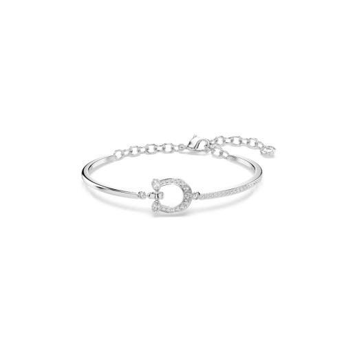 Rokassprādze, Pavē kristāli, Zirga pakavs, Balts kristāls, Rodija pārklājums Symbolic Swarovski