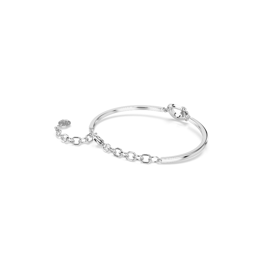 Bracelet, Pavé, Horse shoe, White, Rhodium plated Symbolic Swarovski 5