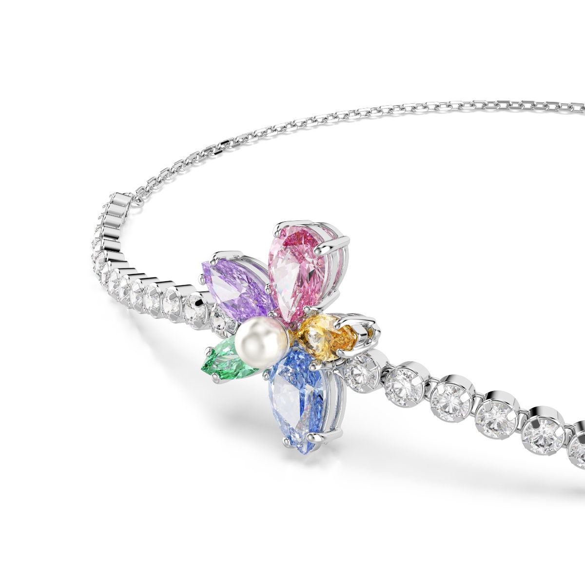 Bracelet, Mixed cuts, Flower, Multicolored, Rhodium plated Ariana Grande x Swarovski Swarovski 4