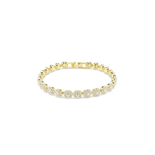 Браслет, Круглая огранка, Белый, Покрытие оттенка золота Una Swarovski