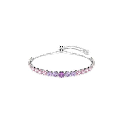 Bracelet, Gradient of round cuts, Multicolored, Rhodium plated Matrix Swarovski