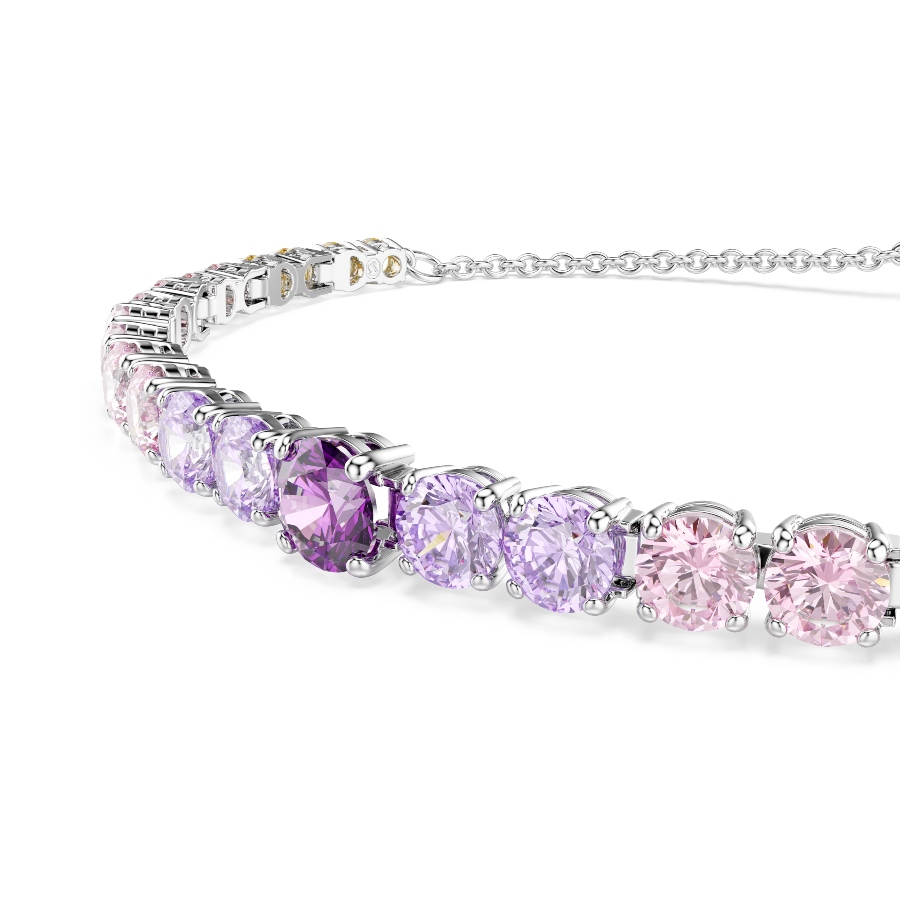Bracelet, Gradient of round cuts, Multicolored, Rhodium plated Matrix Swarovski 4