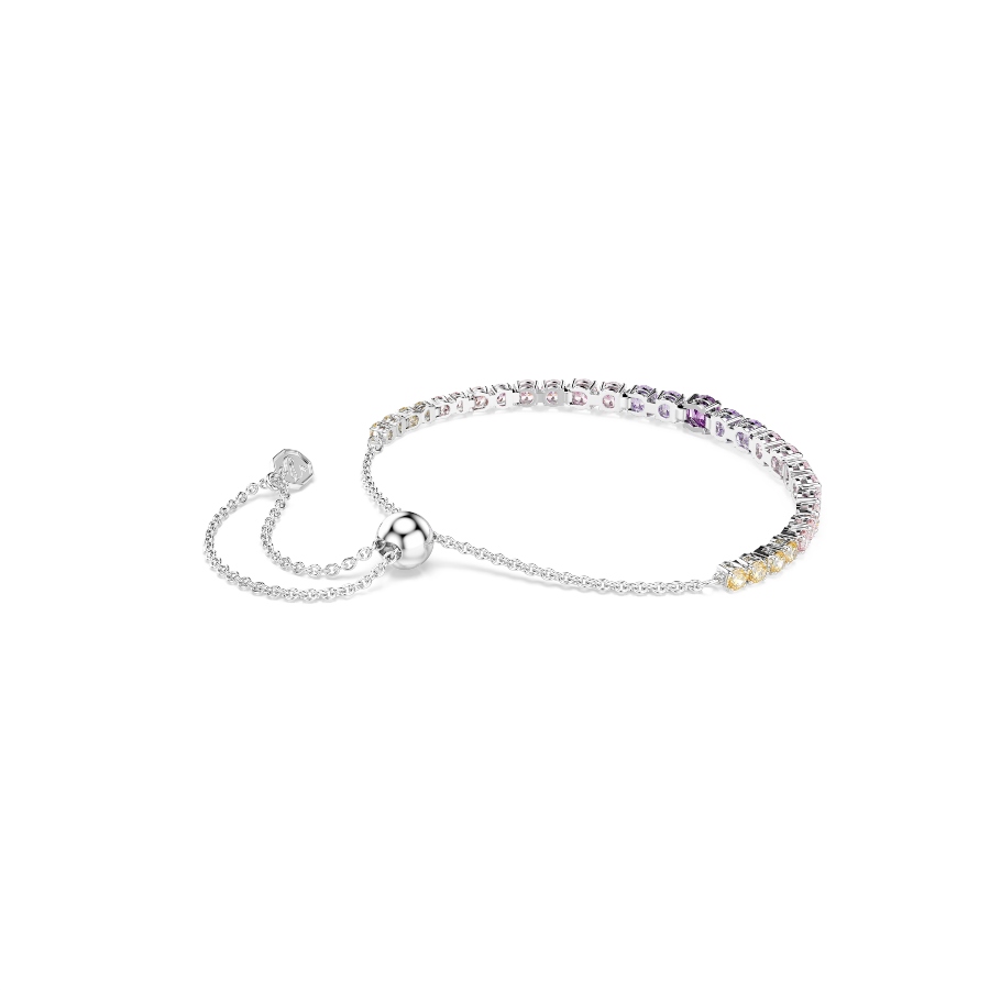 Bracelet, Gradient of round cuts, Multicolored, Rhodium plated Matrix Swarovski 5