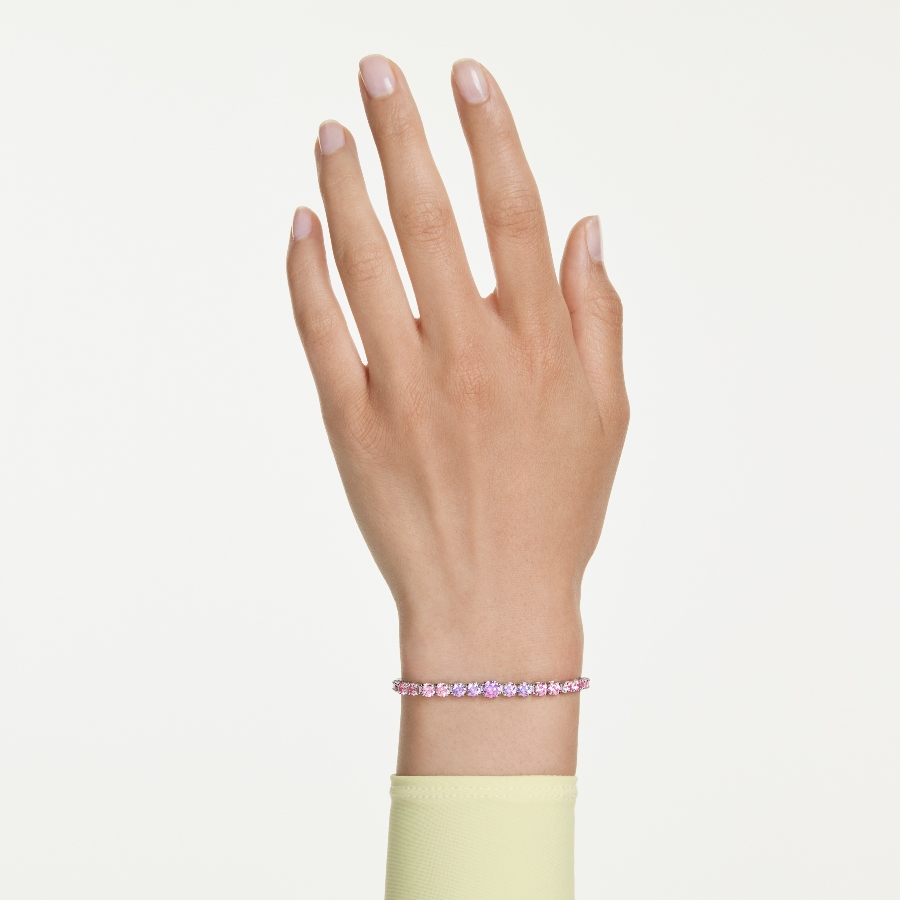 Bracelet, Gradient of round cuts, Multicolored, Rhodium plated Matrix Swarovski 6