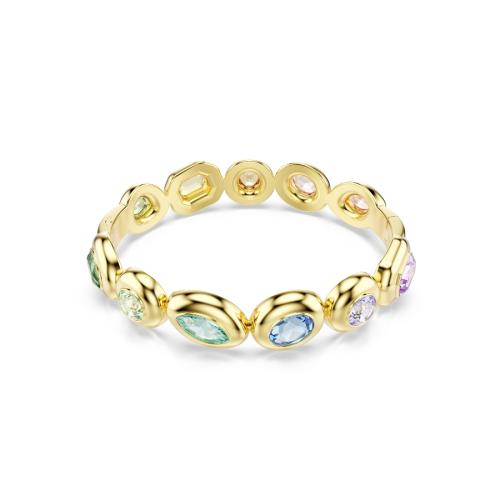 Bangle, Mixed cuts, Multicolored, Gold-tone plated