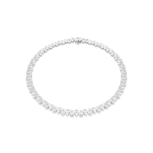Kaklarota, Bumbierveida griezums, Balts, Rodija pārklājums Matrix Swarovski