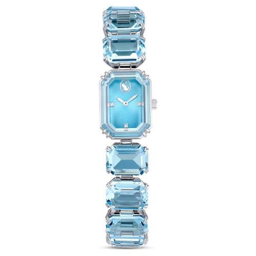 Watch, Octagon cut bracelet, Blue, Stainless Steel Millenia Swarovski