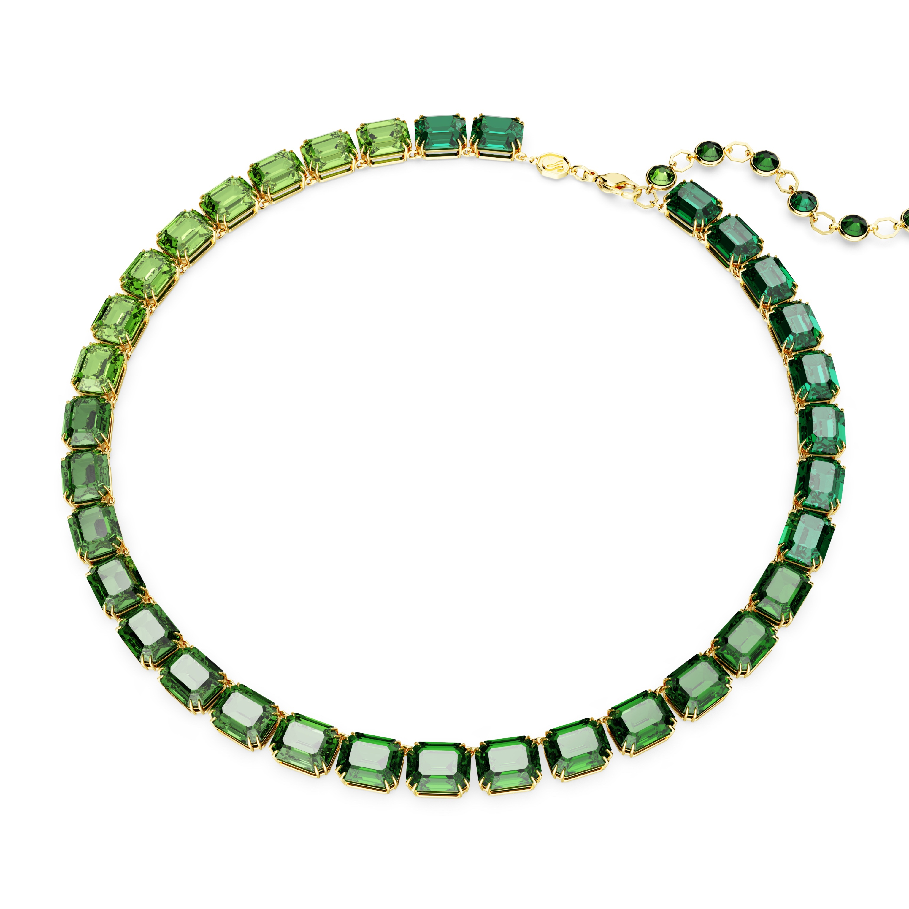 Necklace, Octagon cut, Color gradient, Green, Gold-tone plated Millenia Swarovski 2