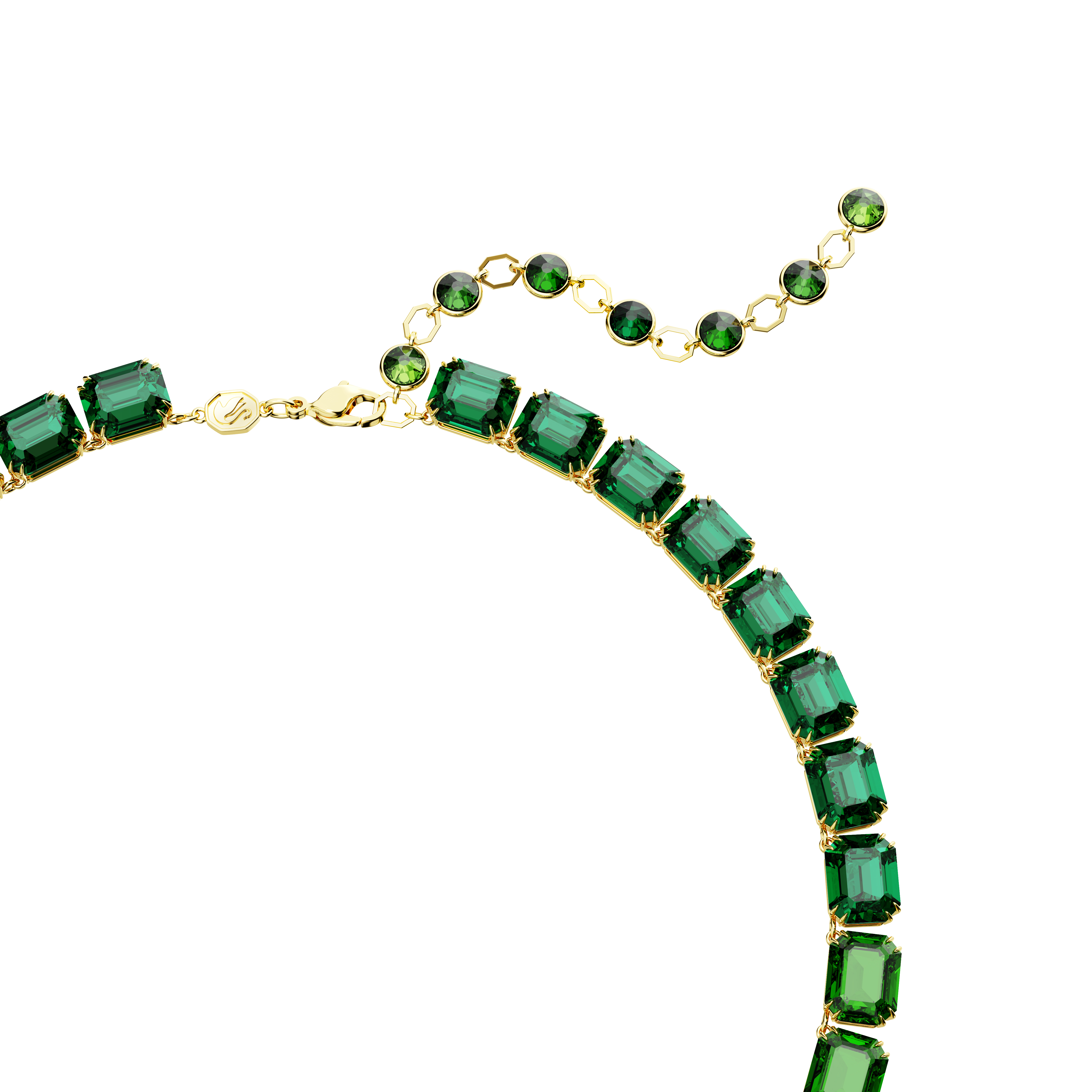 Necklace, Octagon cut, Color gradient, Green, Gold-tone plated Millenia Swarovski 4
