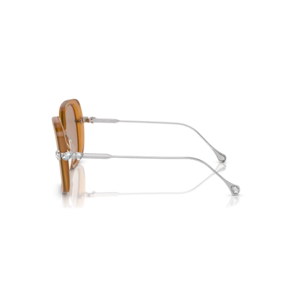Sunglasses, Oversized, Square shape, Brown Lucent Swarovski 3