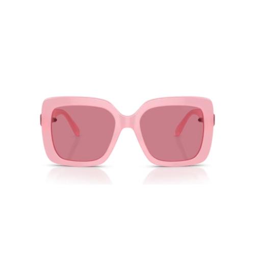 Sunglasses, Oversized, Square shape, Pink Lucent Swarovski