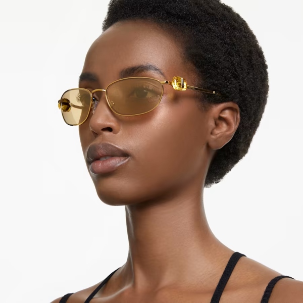 Sunglasses, Oval shape, Yellow Lucent Swarovski 4