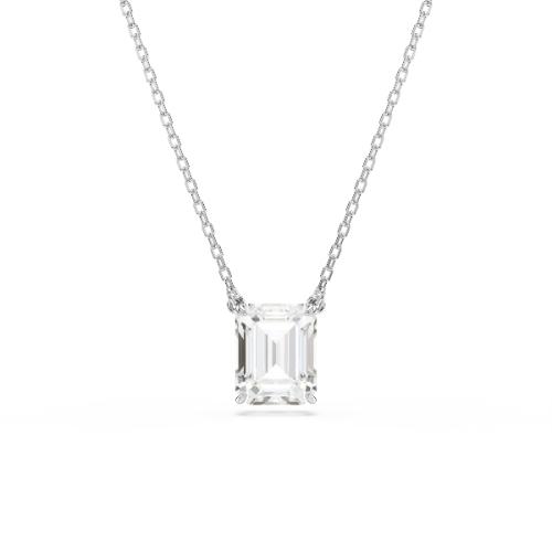 Pendant, Octagon cut, White, Rhodium plated