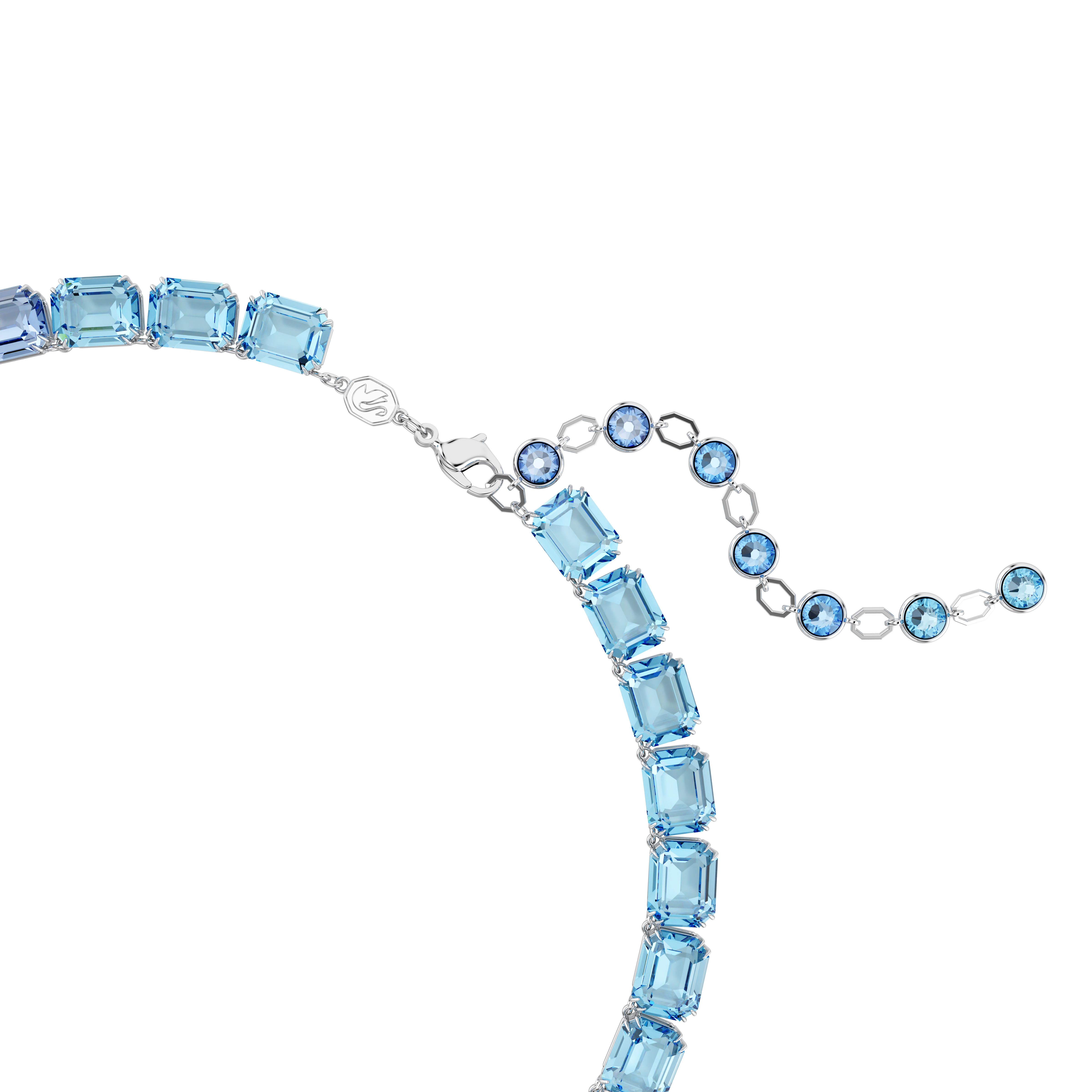Necklace, Octagon cut, Color gradient, Blue, Rhodium plated Millenia Swarovski 2