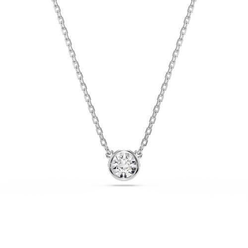 Pendant, Round cut, White, Rhodium plated Imber Swarovski