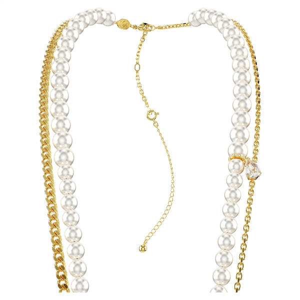 Ķēdīte ķermenim, Pērļu griezuma kristāli, Balts, Zelta toņa pārklājums Swarovski 3