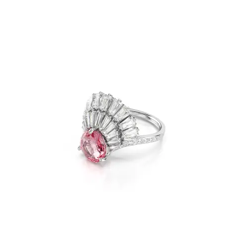 Cocktail ring, Pink, Rhodium plated IDYLLIA E FAUNA Swarovski