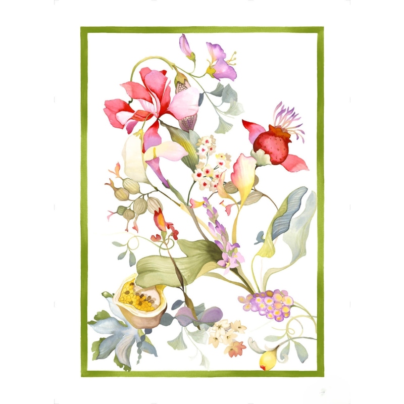 Onirica Verde, Kitchen towel, Crema 50 x 70 cm TESSITURA TOSCANA