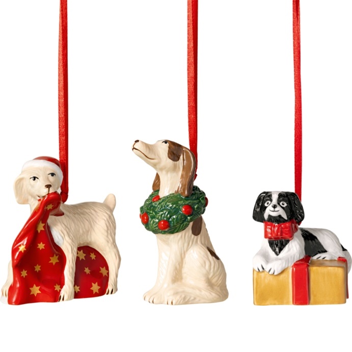 Christmas decorations Dogs, set 3 pcs. Nostalgic ornaments Villeroy & Boch