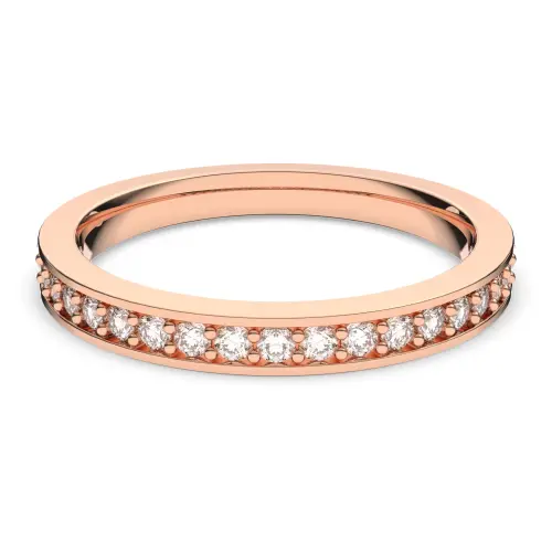 Ring, White, Rose-gold tone plated Matrix Swarovski
