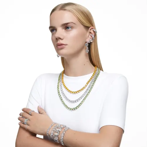 Ring, Octagon shape, Pavé, White, Rhodium plated Dextera Swarovski