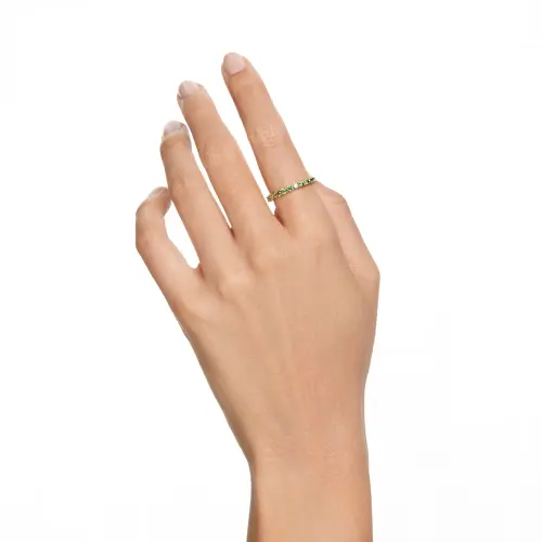Ring, Round cut, Green, Gold-tone plated Matrix Tennis Swarovski