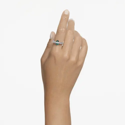 Cocktail ring, Mixed cuts, Rhodium plated HYPERBOLA SPIN Swarovski