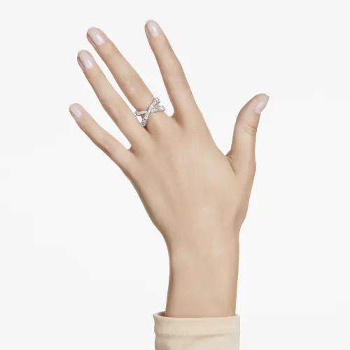 Ring, Infinity, White, Silver-tone finish HYPERBOLA INFINITY Swarovski